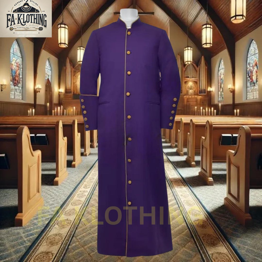 Purple Roman Clergy Cassock: Custom Fit Church Robe, Religious Vestment ...