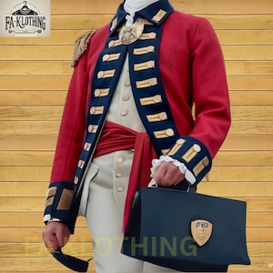手作りの18世紀イギリス軍レッドコート将校制服：ウール製独立戦争