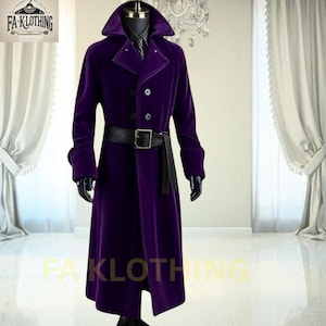 New Purple Velvet Regency Overcoat – Elegant Historical Jacket with Modern Flair – Timeless Statement Piece for Formal Cosplay & Custom Wear