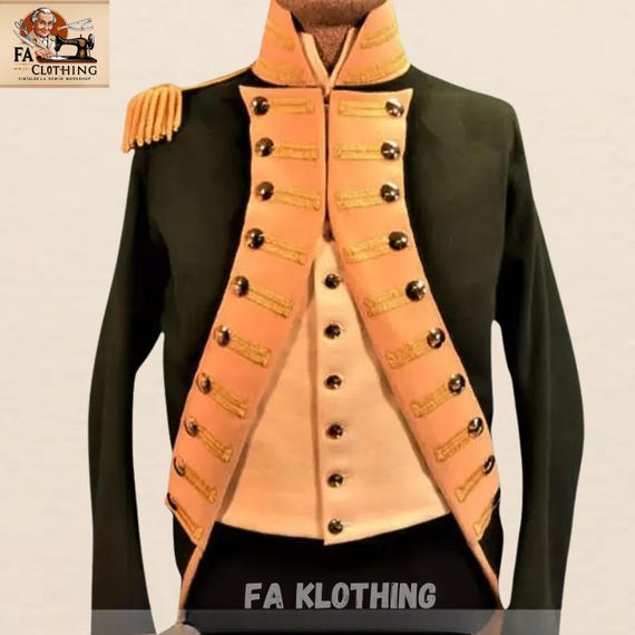 British Officer's Green Wool Tailcoat: 18th Century Reenactment Jacket