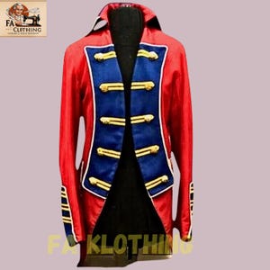 18th Century Red Wool Regiment Jacket: Historical Military Reenactment Costume