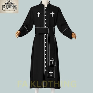 Newly Customized Tailored Clergy Cassock Robe – Full-Length Minister Vestment with Buttons | Catholic Priest Liturgical & Church Attire .