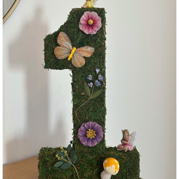 Moss Number 1 – Fairy First Birthday, Enchanted Garden Decor