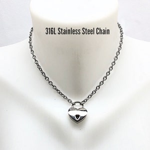 Day Collar, Stainless Steel Cable Chain & Nickel Steel Padlock