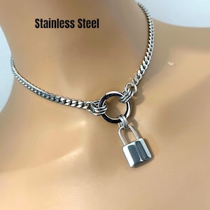 Day Collar, O-Ring & Faux Padlock, 24-7 Wear, Stainless Steel