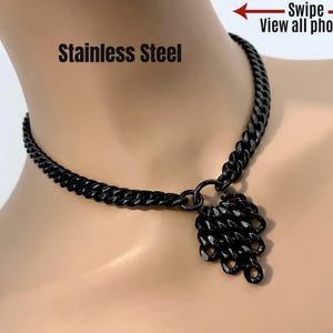 Chunky Chain Grunge Black Stainless Steel Layering Necklace, Edgy