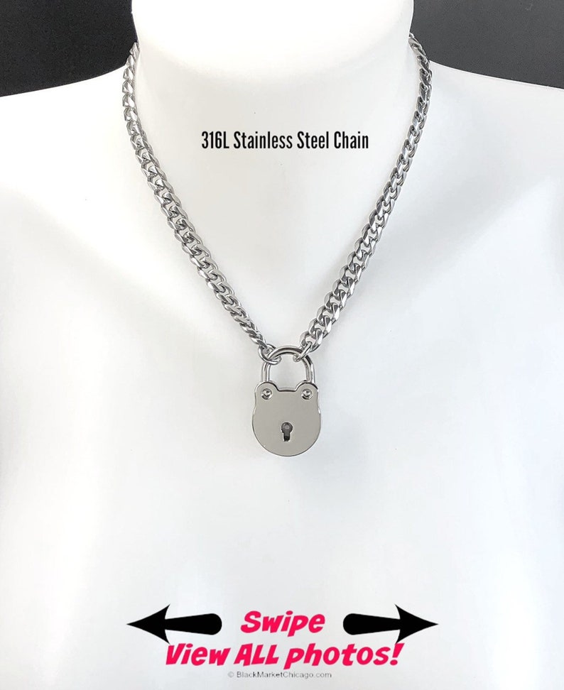 Locking Submissive Day Collar 316L Stainless Steel Chain and Etsy