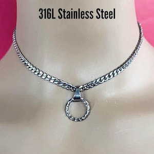 Day Collar, Twisted Rope Ring, 24/7 Lock Option, Stainless Steel