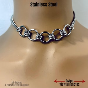 Day Collar, Stainless Steel Multi-Ring & Chain, 24/7 Lockable