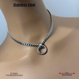 Minimalist Day Collar, 24/7, O-Ring, Discreet, All Stainless Steel, CURB chain