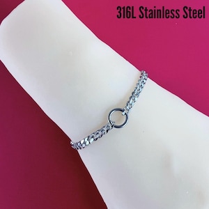 Dainty O-Ring Day Collar  Bracelet, Waterproof 24/7, Stainless Steel