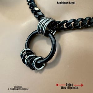 Chunky Chain Day Collar, Black & Silver Stainless Steel, O-Ring 24-7, Waterproof Lockable