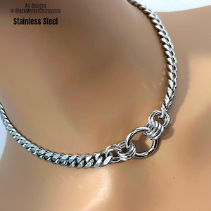 24/7 Day Collar, Chunky Chain, Stainless Steel , Lock option
