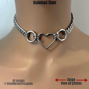 Day Collar, 24/7, Heart, Rings,  Stainless Steel, Waterproof Lock option