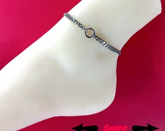 Sub Ankle Day Collar Bracelet, O-Ring, 24-7 Chain Waterproof, Permanent Clasp option