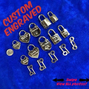 Engraved Padlocks 2 Keys,  Functional Silver Nickel-Plated Steel, Love Locks