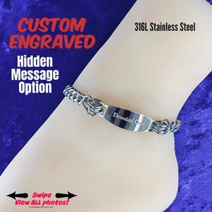 Engraved Day Collar Bracelet, 24/7, Hidden Message Option, Stainless Steel
