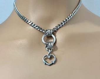 Day Collar, O-Ring & Thorny Heart, Stainless, 24/7 Lockable