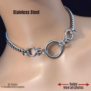 Goth Ring Day Collar, Stainless Steel, 24/7 Waterproof