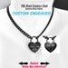 BDSM Day Collar Custom Engraved GUNMETAL Black 316L Stainless Steel Chain and LARGE Heart Padlock Locking Choker or Necklace