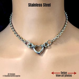 Collar Sub Day, resistente al agua, con cerradura, anillo de corazón, totalmente de acero inoxidable