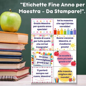 Etiketten zum Jahresende für Lehrer - Druckbar - Digitale PDF-Datei - Dankeskarten für die Schule