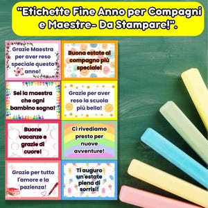 Etiketten zum Schuljahresende - Gemischte Lehrer und Klassenkameraden - Zum Ausdrucken - Digitale PDF-Datei - Grußkarten