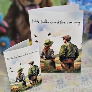 Carte de voeux personnalisée pour couple campagnard - tir, faisans, vert, anniversaire, toutes les occasions, mariage, anniversaire
