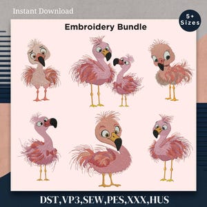 Flamingo Embroidery Pattern Bird Of Paradise Embroidery File Cute Flamingo Beach Embroidery Design Pink Flamingo Art Pes File