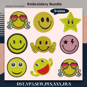 Smiley Face Embroidery Design Mini Smiley Face Design Embroidery Happy Face Emoji Embroidery Pattern Face Outline Smile Embroidery