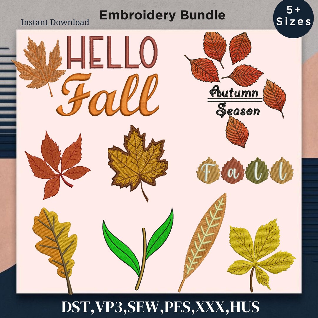 Leaf Embroidery Design Laurel Leaves Embroidery Designs Fall Leaves ...