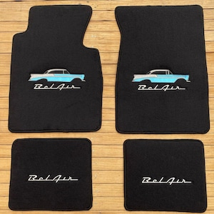 per Chevy belair 150-210 tappetini moquette neri set di 4 1955-57