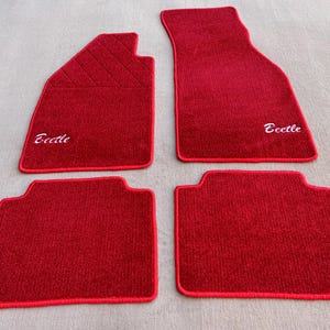 For Old VW Käfer Beetle Pre Wolfsburg floor mats carpet red Set of4 1950-78
