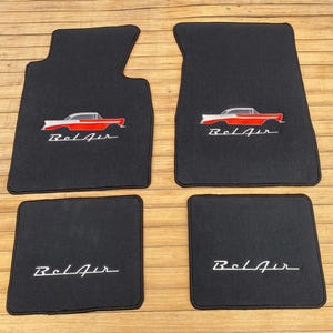 per Chevy belair 150-210 tappetini moquette neri set di 4 1955-57