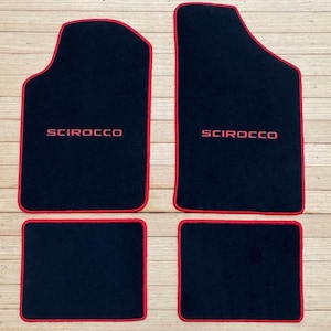 Alfombrillas de suelo para VW Scirocco MK2 16V, color negro y rojo, 4 unidades, años 1985 a 1988