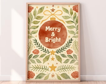 水彩画のヴィンテージで明るく楽しい印刷可能なアートワーク、冬の印刷可能なアートワーク、クリスマスの絵画、素朴な冬のアート、ペイントされたアートワーク