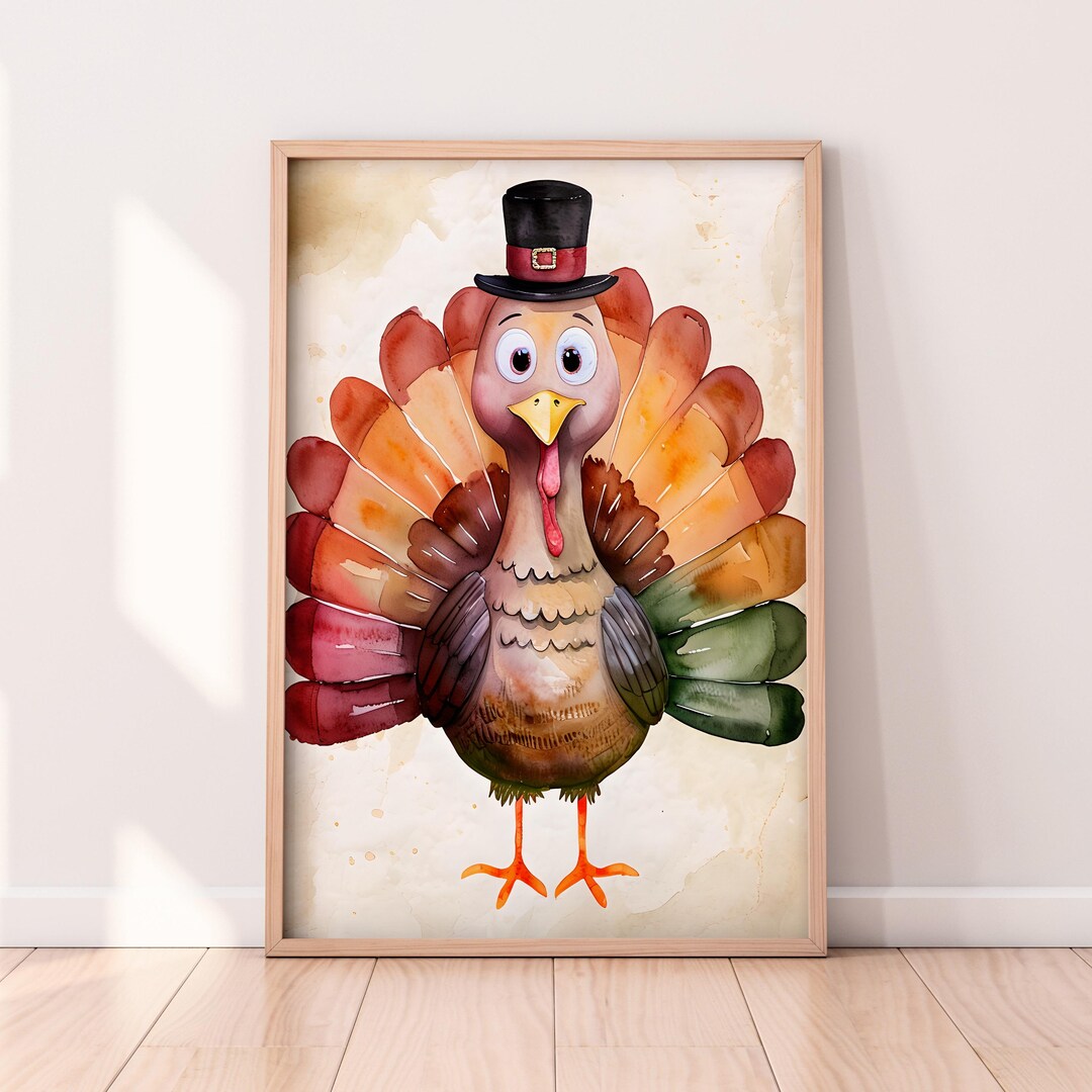 Watercolor Thanksgiving Turkey Printable Artwork, Thanksgiving ...