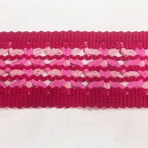 Red and Pink Open Weave Flat Trim Cotton Yarn Crocheted Style Banding Vintage Braid for Fashion Sewing and Home Decor Projects 1 yard image 9