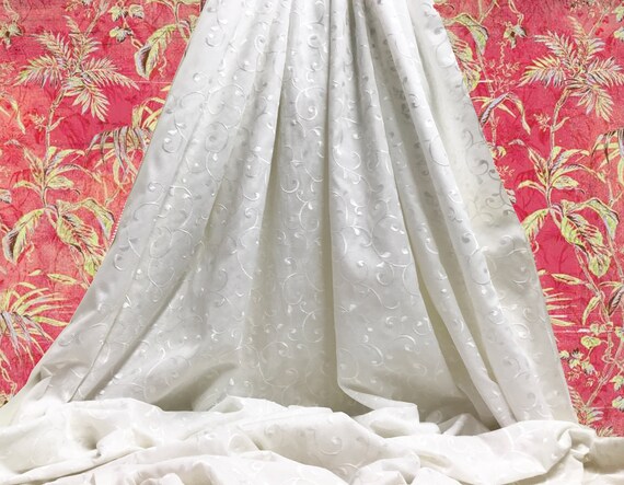 Wide Embroidered Sheer Fabric Extra Wide Sheer Drapery Fabric Etsy