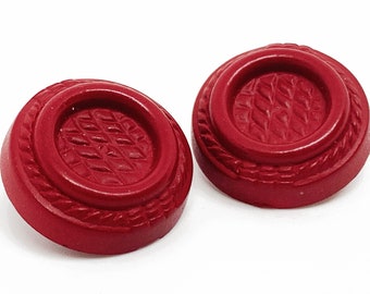 Red Vintage Shank Buttons   Molded Red Plastic Buttons 3/4 inch Unique Collectible   B710 - 2 Buttons