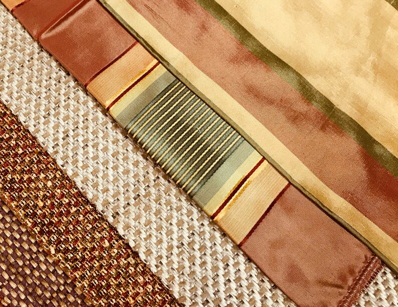 Silk And Tweed Fabric Remnants Rust Drapery Fabric Samples Etsy