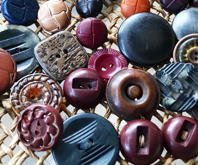Brown Buttons Mixed Button Lot Large Vintage Buttons Leather Etsy