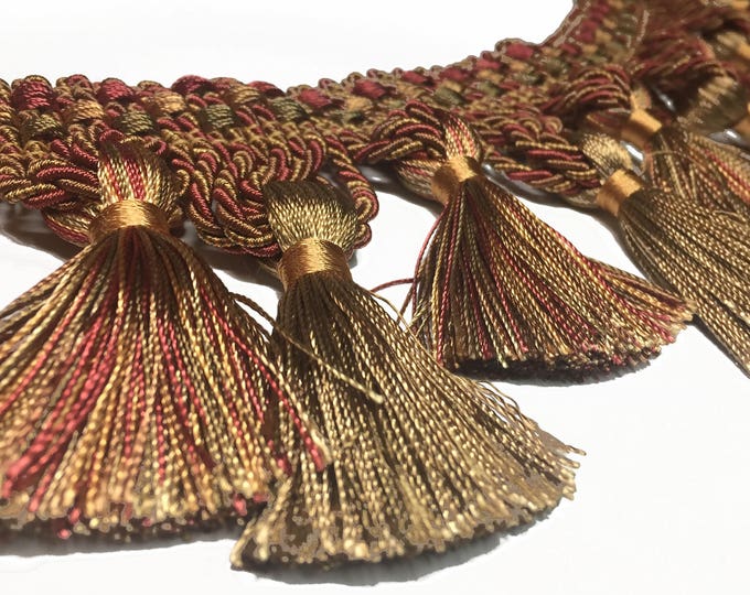 Red and Gold Tassel Trim Tassel Trim Corded Tassel Trim Pillow Trim