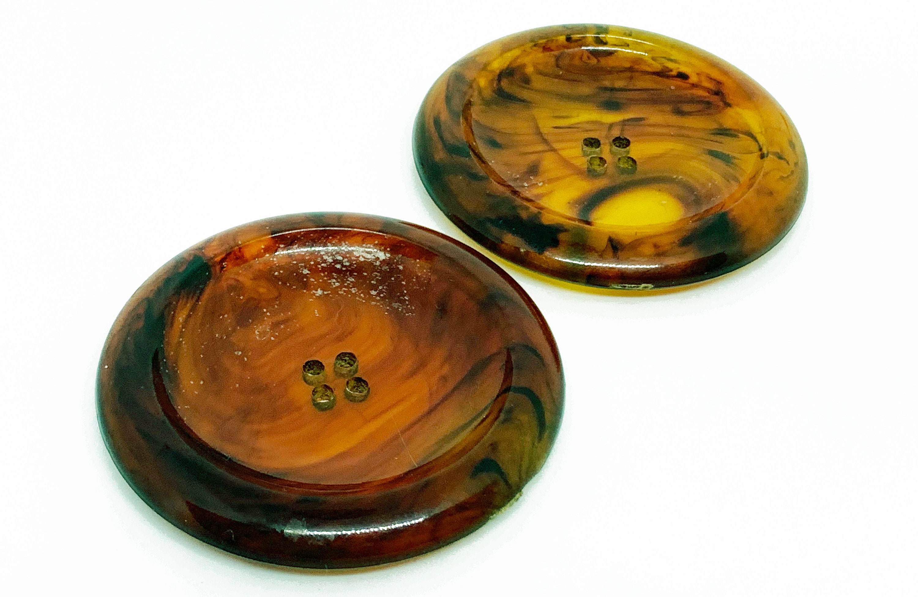 Chunky Faux Tortoise Shell Buttons Large Vintage Root Beer