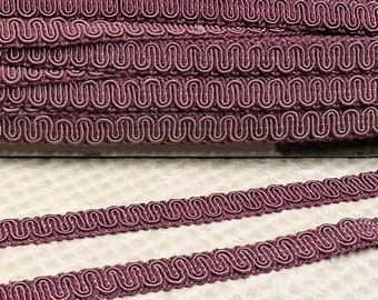 Vintage Rasberry Scroll Gimp Pink Beige Scrolled French Gimp Designer Flat Trim -  1 yard