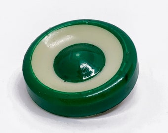 Green and Beige Vintage Target Buttons  Celluloid Tight Top Button 7/8 inch Collectible Button B734 - 1 Button