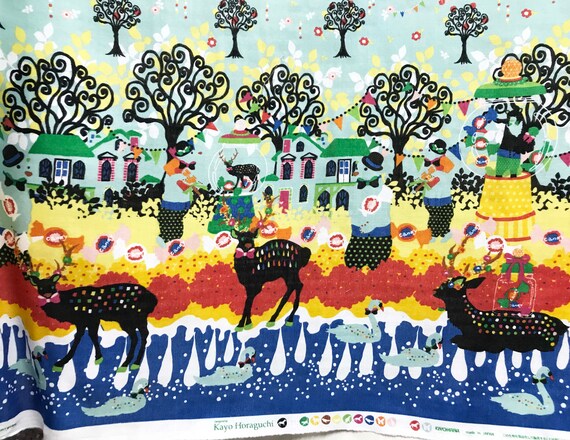 Japanese Border Print Kayo Horaguchi Blue Christmas Theme Etsy