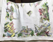 Vintage Tablecloth Home Decor  Kitchen Decor Vintage Linens British Souvenir Cotton Tablecloth  London Historical Buildings
