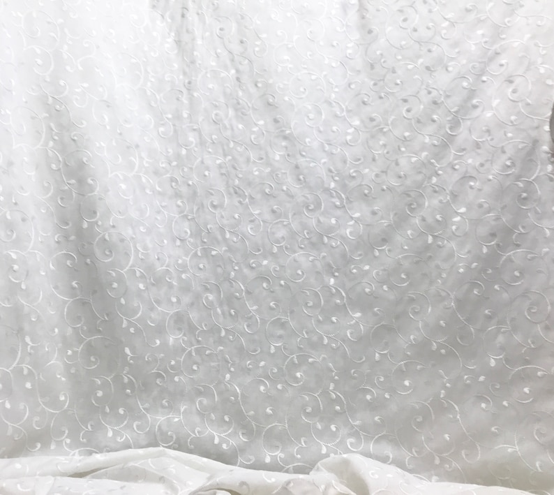 Wide Embroidered Sheer Fabric Extra Wide Sheer Drapery Fabric Etsy