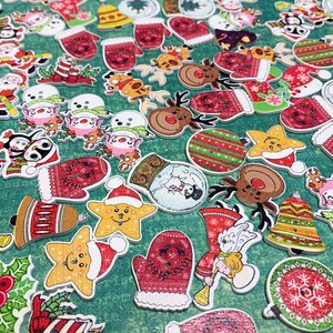 Christmas Wooden Button Holiday Novelty Sewing Buttons Scrapbooking Card Making Supplies Large DIY Decor Craft 10 mixed buttons B446 image 3